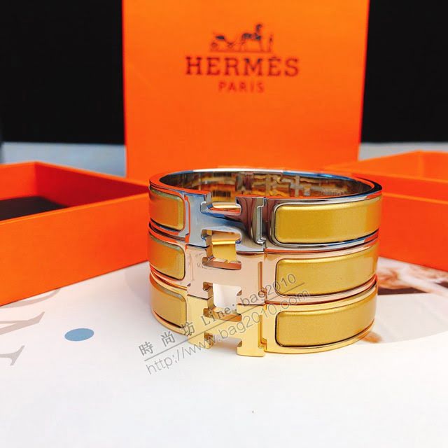 Hermes首飾品 愛馬仕對版CLIC琺瑯彩H手鐲 Hermes情侶款高版本手鐲手環  zgh1585